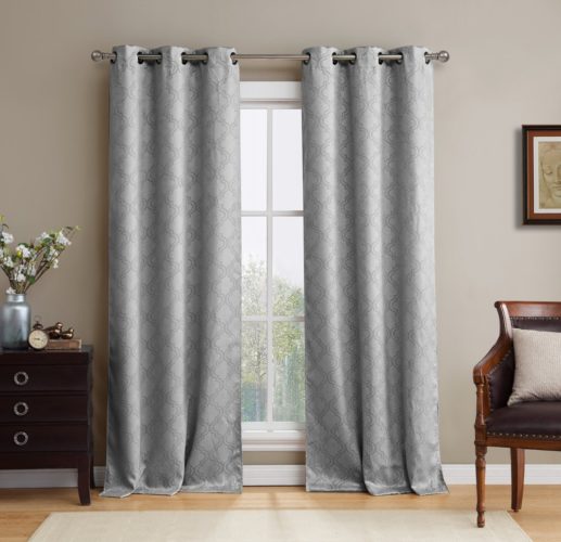 HLC.ME Lattice Thermal Blackout Grommet Top Window Curtain Panels - Pair - 38 X 84 (each panel) inch Long (Light Grey curtains)