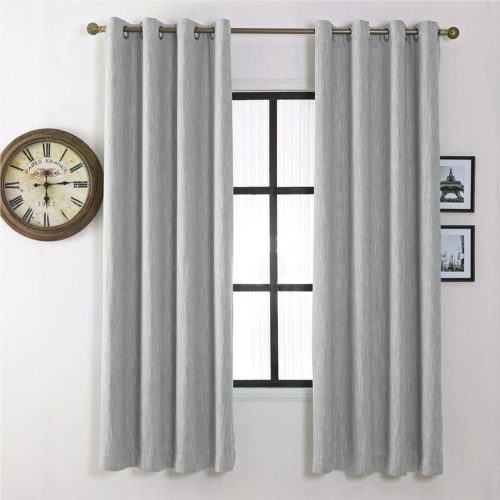 Melodieux Elegant Cotton Blackout Thermal Insulated Grommet Top Curtains Drapes for Bedroom, 52 by 84 Inch, Grey Bedding
