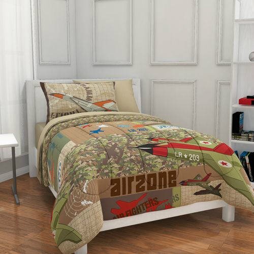 Military Camouflage Bedding Sets - Airplane, Fighter Jet, Military, Camouflage, Boys Full Comforter Set (7 Piece Bed In A Bag)