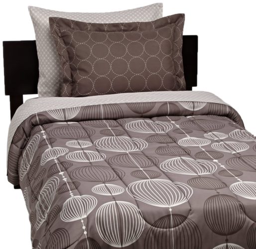 best college dorm bedding - AmazonBasics 5-Piece Bed-In-A-Bag, Twin-Twin XL, Industrial Grey