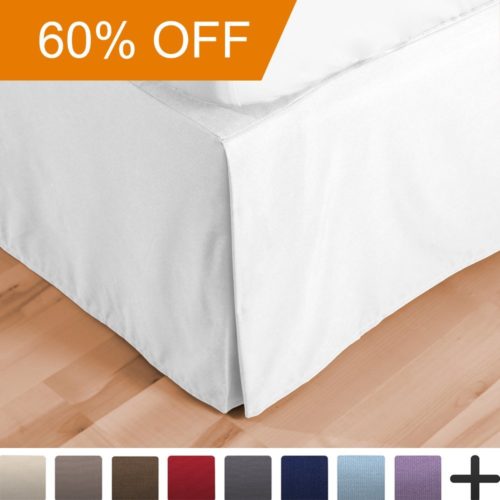 Dorm Bed Skirt Double Brushed Premium Microfiber, 15-Inch Tailored Drop Pleated Dust Ruffle, 1800 Ultra-Soft, Shrink and Fade Resistant (Twin XL, White)