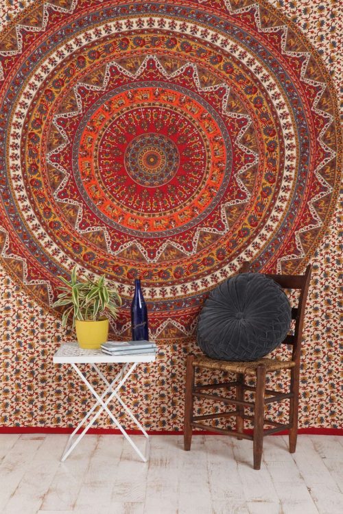 best college dorm bedding - Popular Handicrafts Mandala Bohemian Psychedelic Intricate Floral Design Kerala Tapestry Magical Thinking Tapestry Indian Bedspread Tapestry 54x84 Inches,(140cmsx215cms) Red