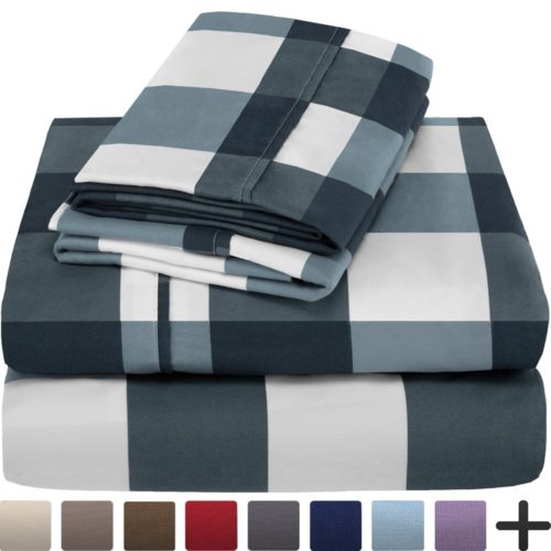 best college dorm bedding - Premium 1800 Ultra-Soft Microfiber Sheet Set Twin Extra Long - Hypoallergenic, Easy Care, Wrinkle Resistant (Twin XL, Gingham Blue)