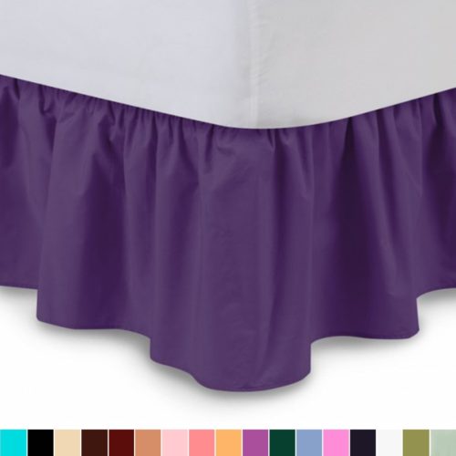Dorm Bed Skirt - Ruffled Bedskirt (Twin XL, Grape) 18 Inch Bed Skirt with Platform, Wrinkle and Fade Resistant - by Harmony Lane (Available in all bed sizes and 16 colors)