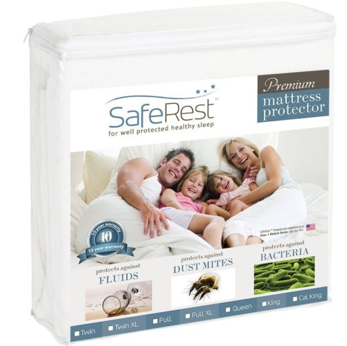 Twin Extra Long (XL) SafeRest Premium Hypoallergenic Waterproof Mattress Protector - Vinyl Free