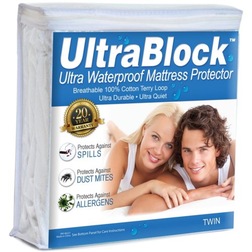 UltraBlock Waterproof Twin XL Size Mattress Protector with Soft Cotton Terry Cover