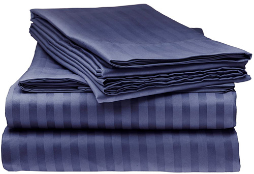ITALIAN Prestige Collection 4PC FULL Striped Sheet Set, NAVY at lux comfy bedding