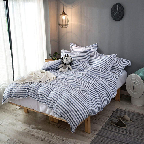Merryfeel 100% cotton woven Seersucker Stripe Duvet Cover Set - Full Queen at lux comfy bedding