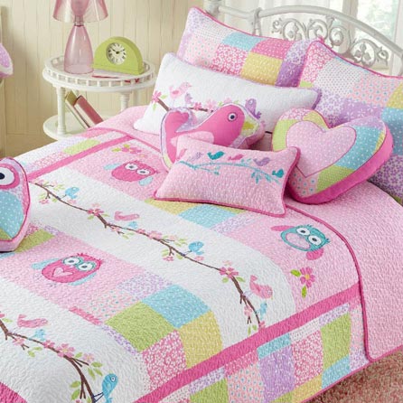 Cozy Line Pink Owl 3 Pcs Quilt Set for Kids/Girls Bedding (Owl, Full/Queen - 3 Piece)