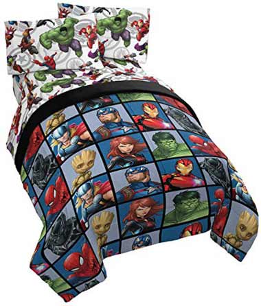 Jay Franco Marvel Avengers Superheroes Full Sheet Set - 4 Piece Set Super Soft and Cozy Kid’s Bedding Features Iron Man - Fade Resistant Polyester Microfiber Sheets (Official Marvel Product) at Lux Comfy Bedding