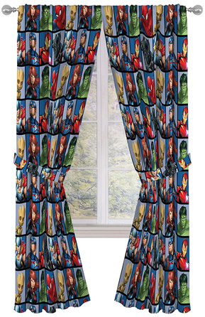 Jay Franco Marvel Avengers Team 84 inch Drapes 4 Piece Set - Beautiful Room Décor & Easy Set up - Window Curtains Include 2 Panels & 2 Tiebacks (Official Marvel Product) at Lux Comfy Bedding