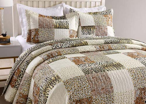 MarCielo 3 Piece Quilted Bedspread Leopard Print Quilt Quilt Set Bedding Throw Blanket Coverlet Animal Print Bedspread Ensemble Cheetah King Oversize(Cal King) at luxcomfybedding.com