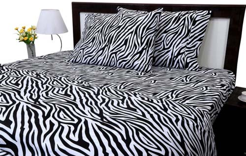 Zebra Print King Size Ultra Soft Natural 4 PCs Bed Sheet Set 16 Deep Elastic All Round 100 percent Cotton 400-Thread-Count Extremely Stronger Durable By Aashi at luxcomfybedding.com