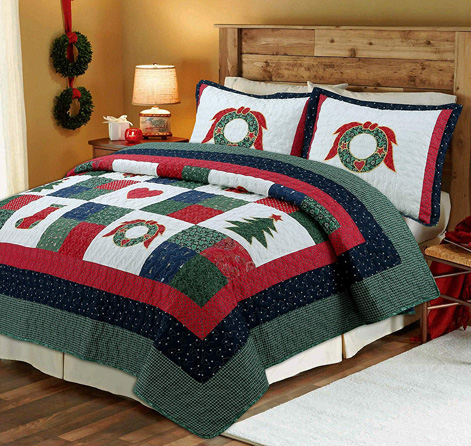 Cozy Line Home Fashions Happy Christmas 2-Piece Cotton Quilt Bedding Set, Coverlet Bedspread (Happy Christmas, Twin - 2 Piece)