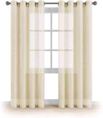 MEMIAS Window Sheer Elegant Voile Curtains with Grommets for All Rooms Decoration, 2 Panels, Each Panel, 54 W x 63 L, Butter Cream