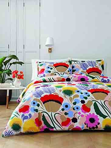 Spring Bedding Collection and Matching Curtains - Marimekko 221431 Ojakellukka Comforter Set, Full-Queen, Multi
