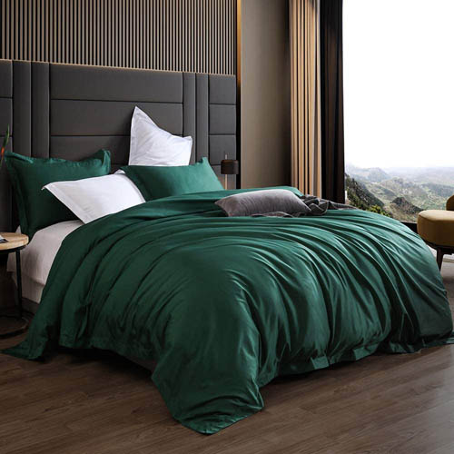 Emerald Green Bedding - Emerald Green Duvet Kingotton 3 Piece 1200 Thread Count Luxury Bedding Set- Button Closure & Corner Ties, Solid Color Breathable Comforter Protective Layer (Emerald Green)