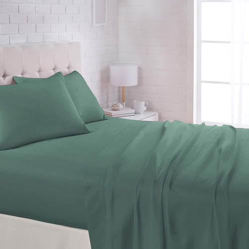 AmazonBasics Lightweight Super Soft Easy Care Microfiber Bed Sheet Set with 16 inch Deep Pockets - King, Emerald Green
