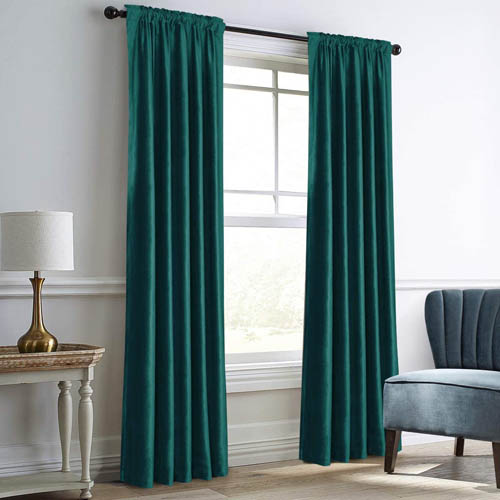 Dreaming Casa Teal Green Velvet Curtains for Living Room Thermal Insulated Rod Pocket Back Tab Window Curtain for Bedroom 2 Panels 52 inch W x 84 inch L