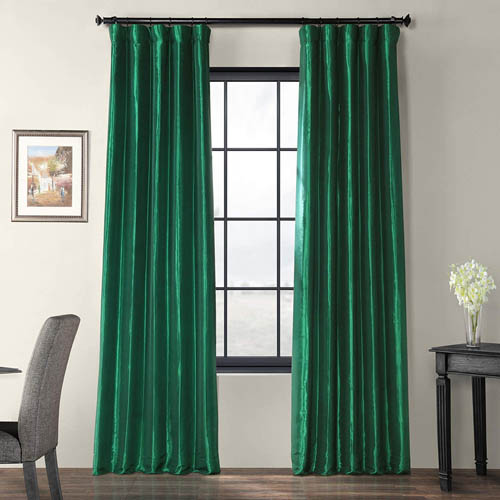 HPD Half Price Drapes PTCH-JTSP208-108 Faux Silk Taffeta Curtain (1 Panel), 50 X 108, Emerald Green