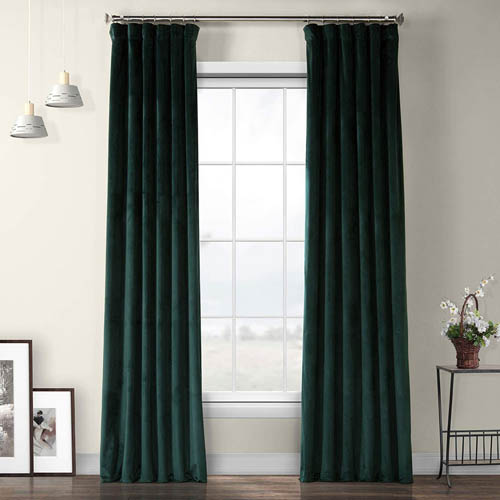 HPD Half Price Drapes VPYC-179759-108 Heritage Plush Velvet Curtain (1 Panel), 50 X 108, Forestry Green