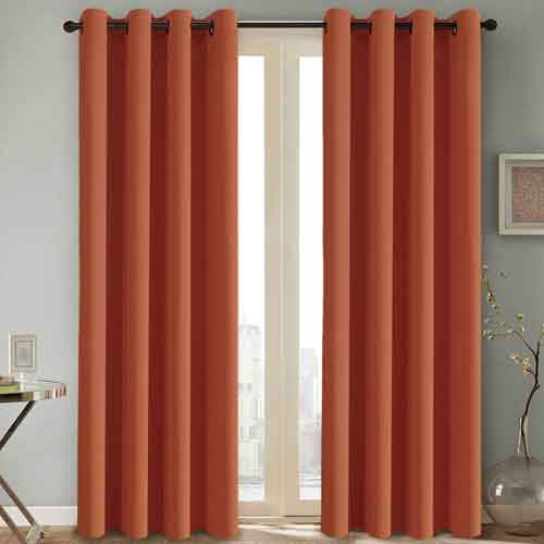 H.VERSAILTEX Thermal Insulated Blackout Room Darkening Nursery Baby Care Curtains,Grommet Panels,52 by 84 - Inch - Burnt Orange - Set of 2