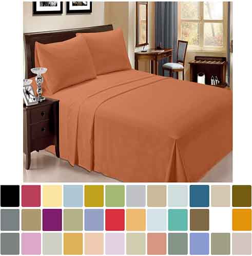 LuxClub 6 PC Sheet Set Bamboo Sheets Deep Pockets 18in Eco Friendly Wrinkle Free Sheets Hypoallergenic Anti-Bacteria Machine Washable Hotel Bedding Silky Soft - Autumn Orange Queen