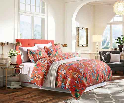 Tropical Garden Luxury 3 Piece Duvet Cover Set Island Tree Branch and Birds Multicolored Floral Pattern 100-percent brushed Cotton Twill (Queen)