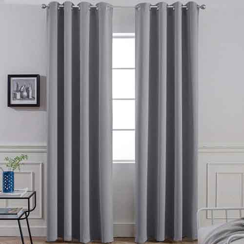 Yakamok Room Darkening Gray Blackout Curtains Thermal Insulated Grommet Curtain Panels for Bedroom, 52W x 84L, Grey, 2 Panels, 2 Tie Backs Included