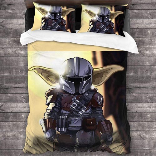 Star Wars Bedding and Curtain Set - The Mandalorian Baby Yoda Bedding Full.